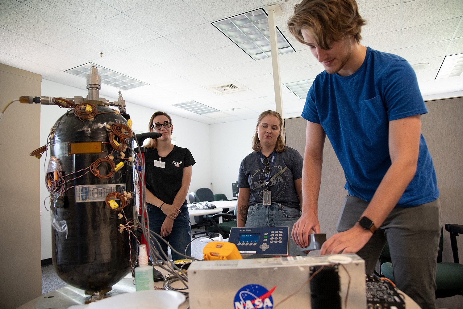 Carthage interns working on MPG at NASA Kennedy Space Center.