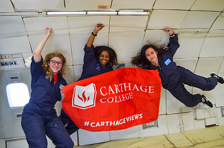 Carthage Microgravity Team during a zero-g flight.