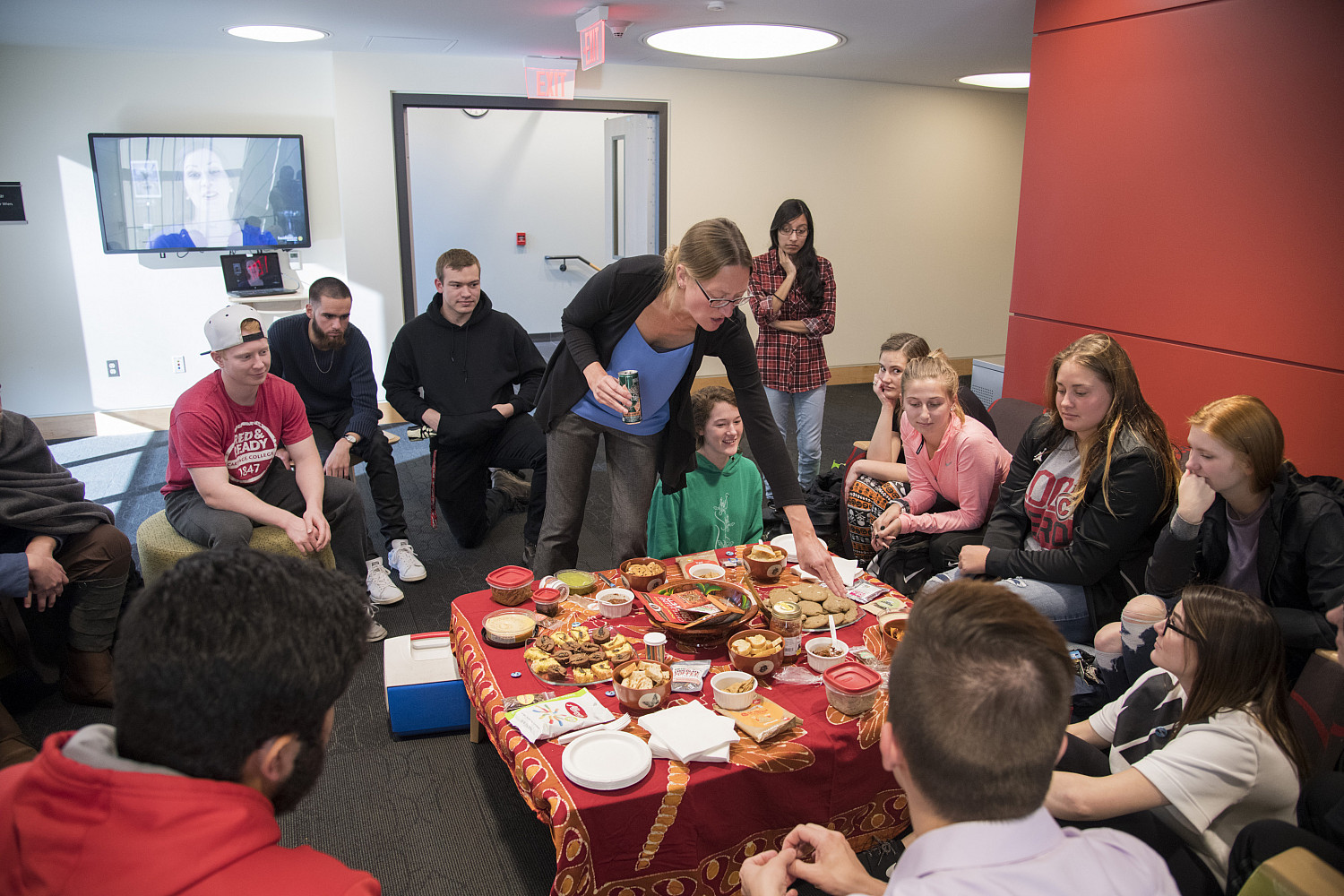 Biology professor Angela Dassow led one of her classes in an unusual dining experience for Halloween: a spread of goodies made with insects.