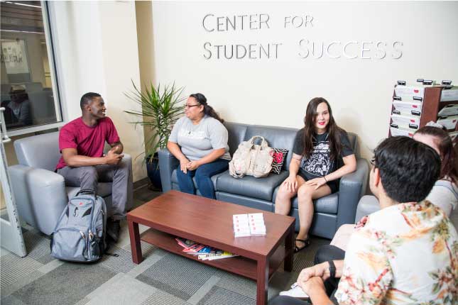 Students sitting in the Center for Student Success.
