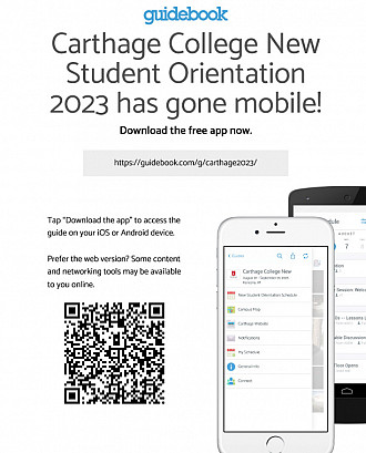 Students can view the New Student Orientation schedule on Guidebook.