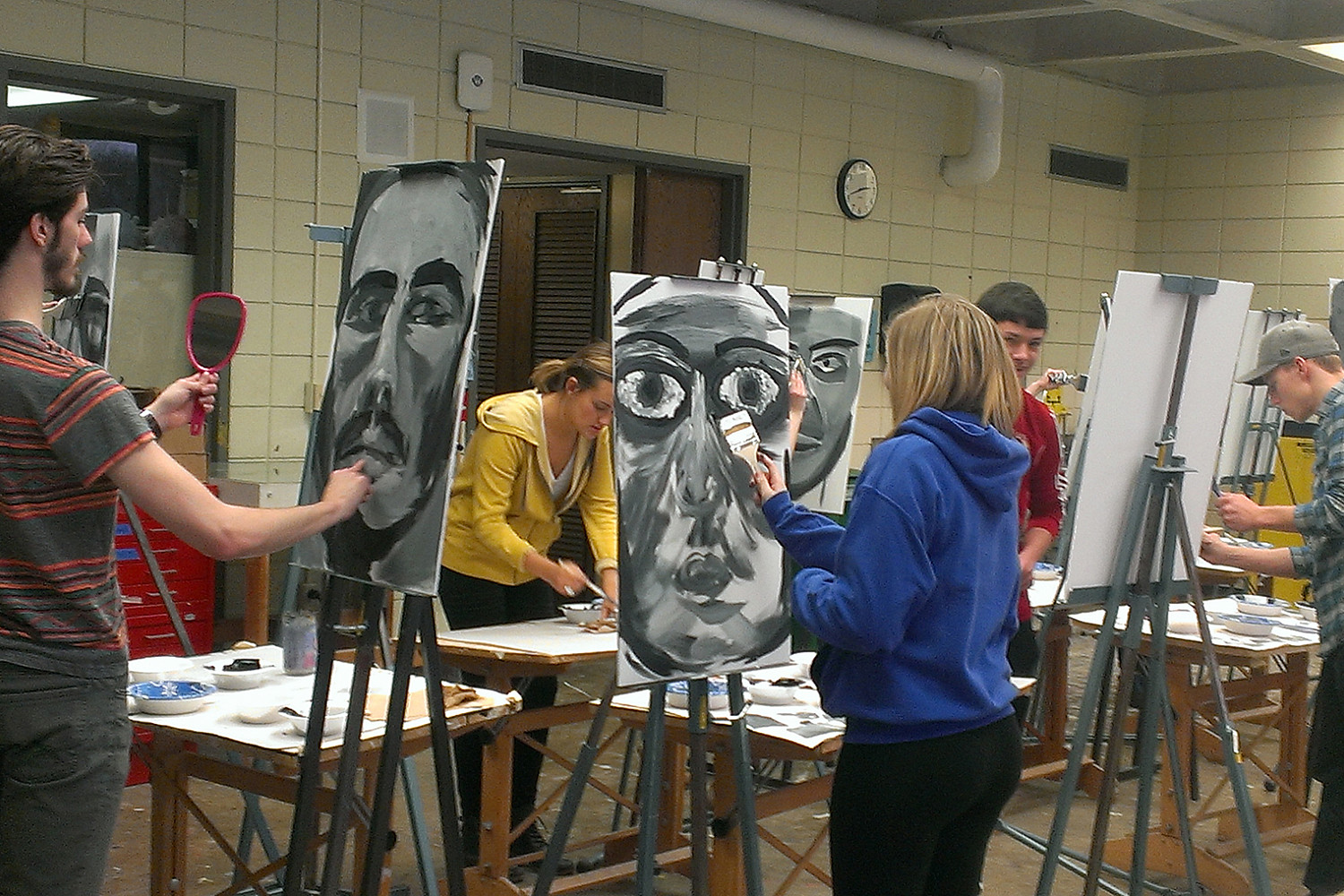 Acrylic painting in the Painting and Drawing Studio. (Spring 2016)