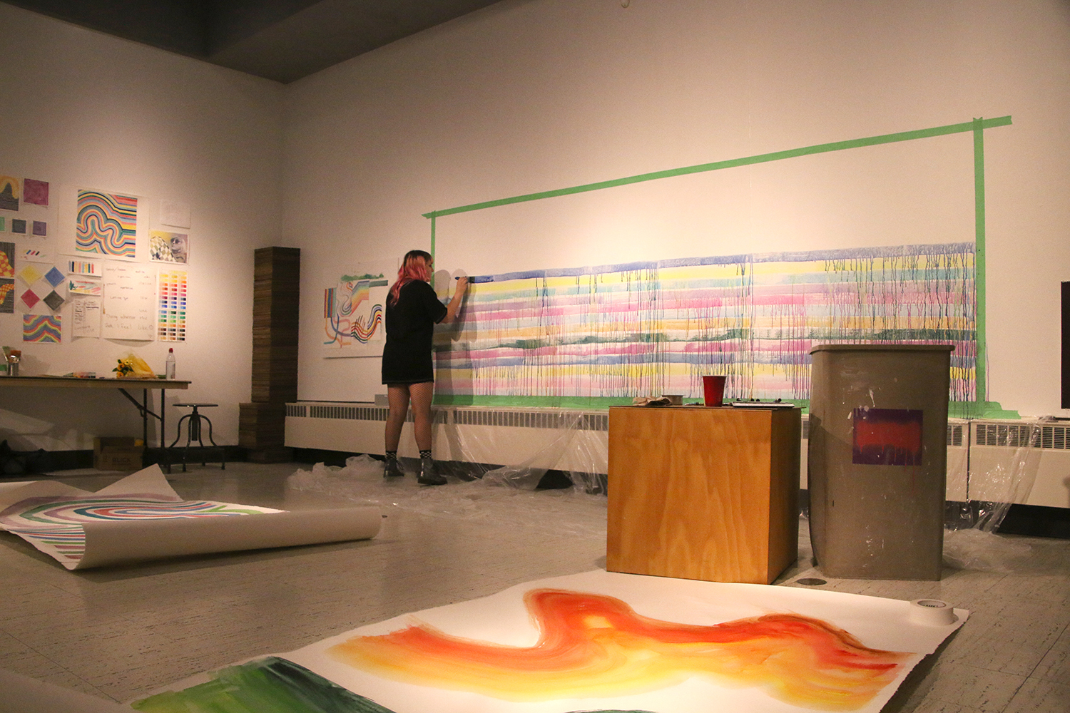 Site-specific painting performance and installation, Spring 2019 (from Senior Thesis Exhibition), Jess Thierfelder '19