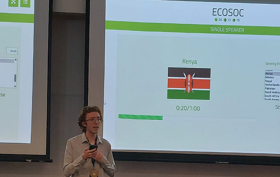 Nicholas Murray '26 representing Kenya in the United Nations Economic and Social Council (ECOSOC).