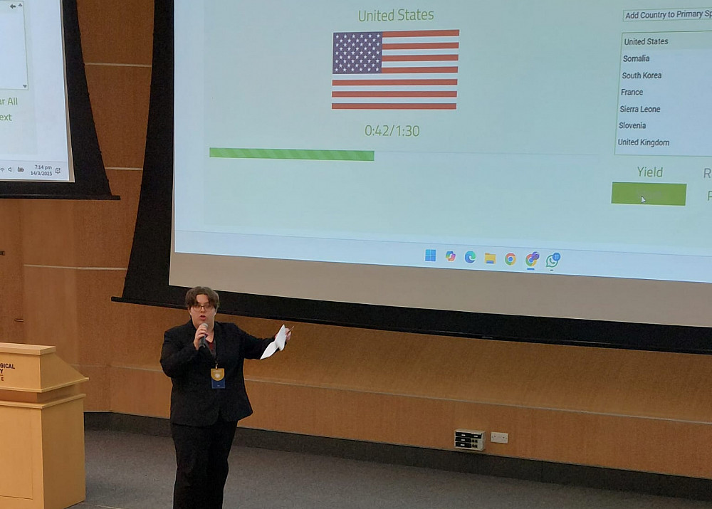 Lorin Bucur '26 representing the United States of America in the Security Council (UNSC).