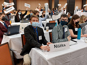 Andrew Kasica '25 and Spencer George '26 representing Nigeria.