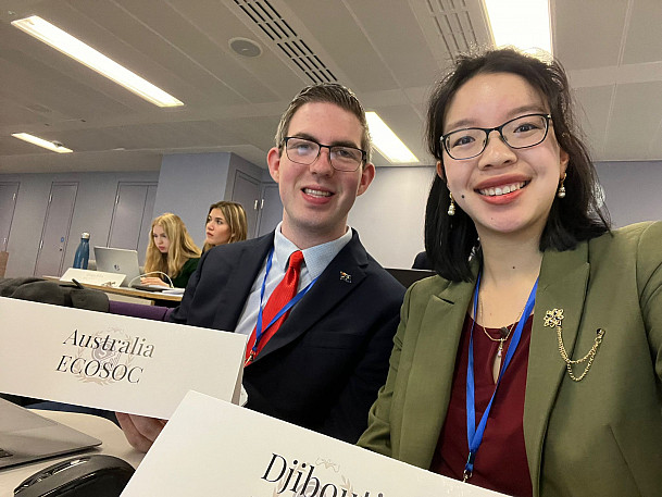Brandon Swensen '26 (left) and Maya Zenner '25 (right) on ECOSOC.