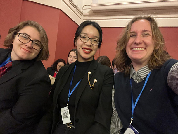 From left to right: Greyson Salvadore '27, Maya Zenner '25, and Emily Van Dixhorn '26.