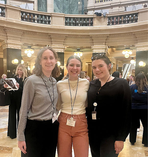 Social Work Student Association e-board members: Emily Van Dixhorn '26, Kendle Smith '27, and Katie Larsen '26.