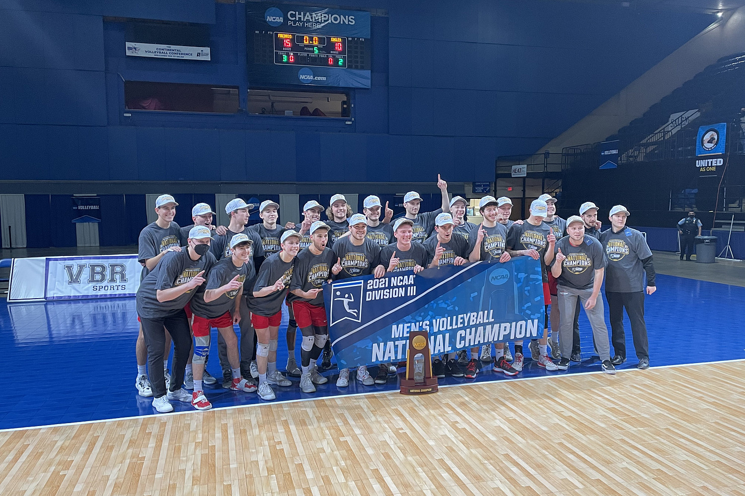 The Carthage Men's Volleyball team won Carthage its first national team championship in April 2021. Go Firebirds!