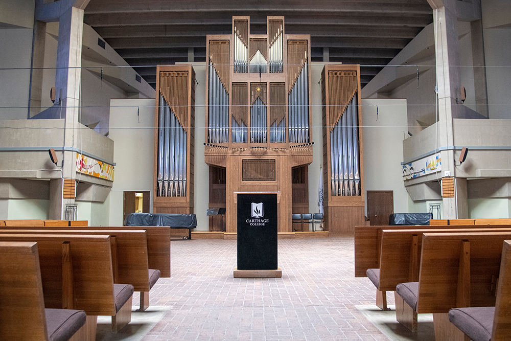 A.F. Siebert Chapel is located in the center of campus, it is the primary space in which the Carthage community assembles for worship, co...