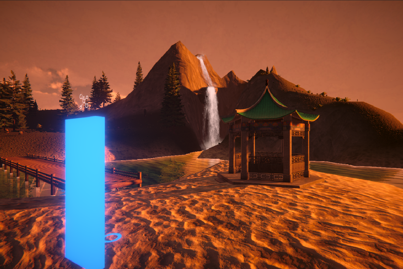 A virtual reality meditation environment.