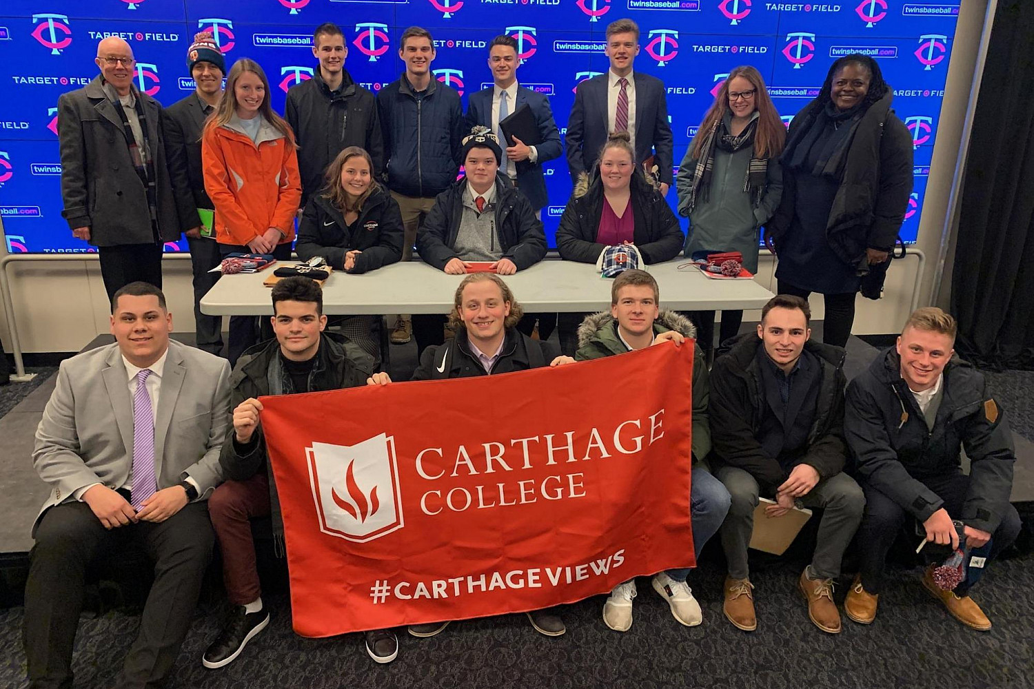 Sports management students at Minnesota Twins' Target Field.