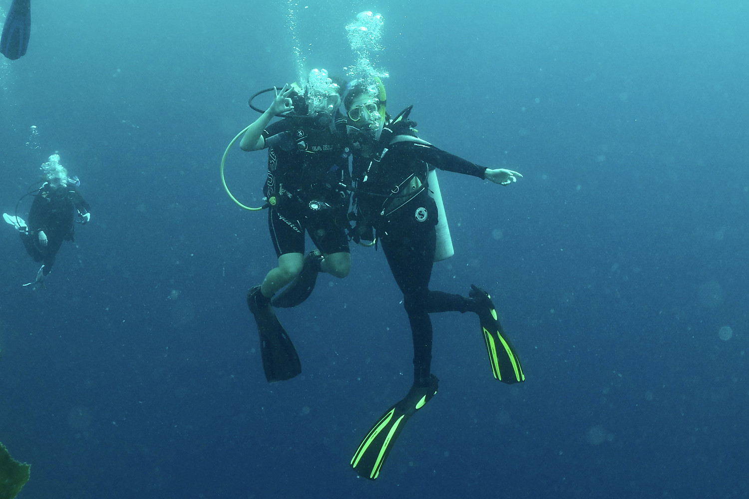 Students scuba diving in Honduras for J-Term.
