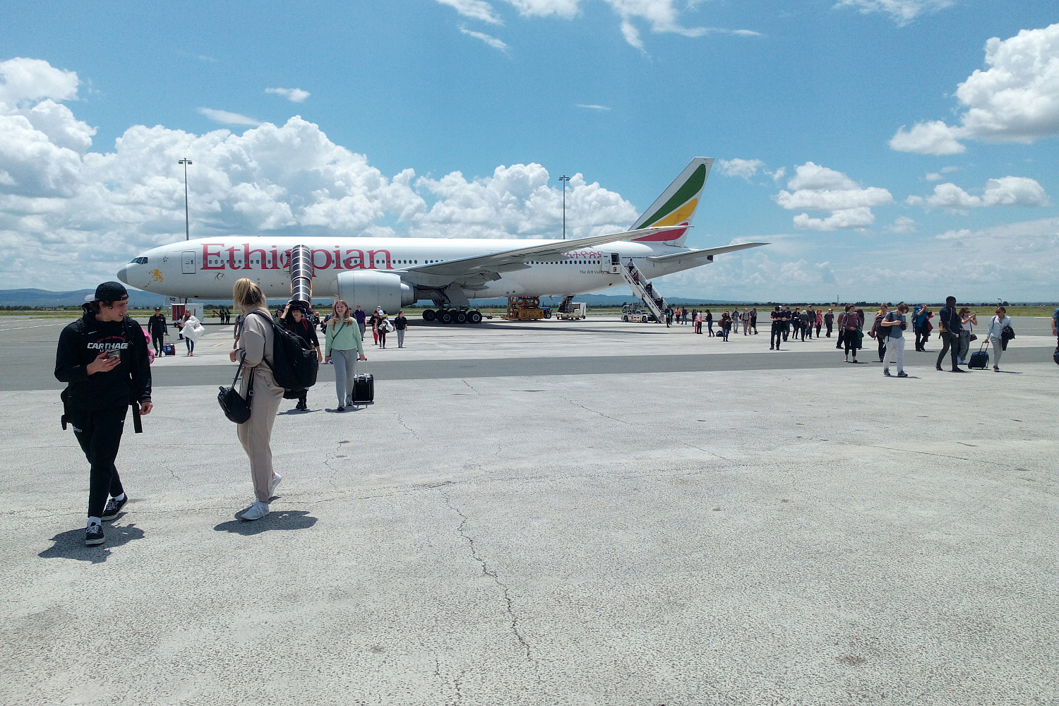 Students landing in Africa for a J-Term study tour.