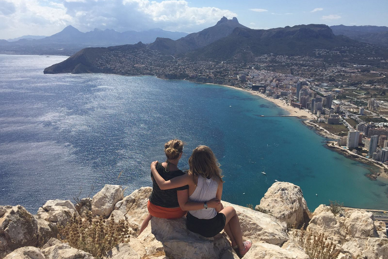 On a day trip from Valencia, Carthage students sit atop Calpe Rock along Spain's eastern coast.