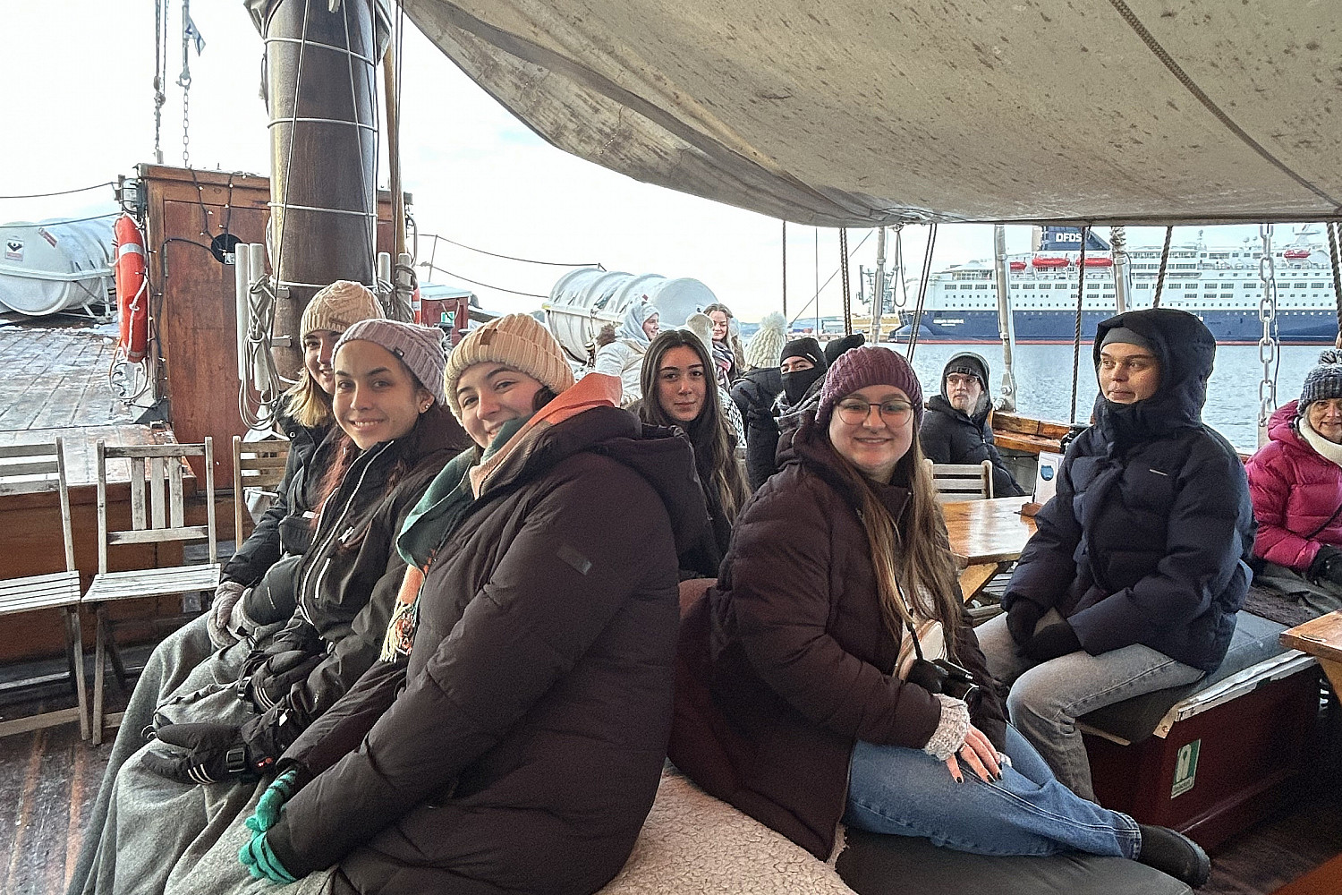 Students enjoying a boat ride.