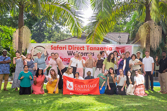 Carthage students on the study tour in Tanzania.