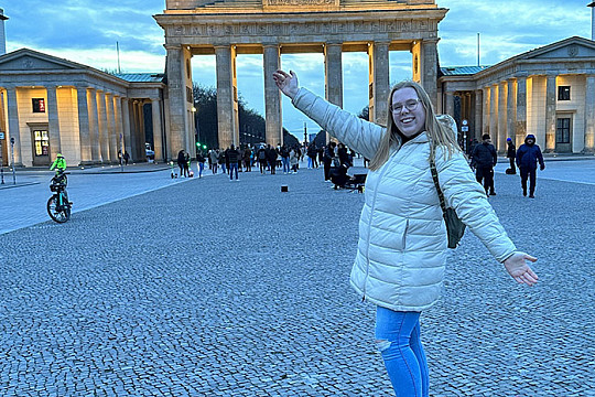 Madison Bazylewicz '26 on a J-Term study tour in Germany.