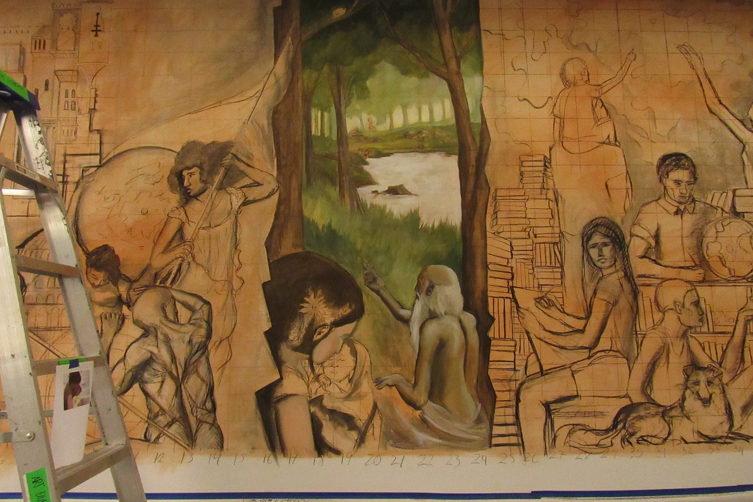 Hedberg Library Domains of Knowledge Mural by Paul Salsieder '18