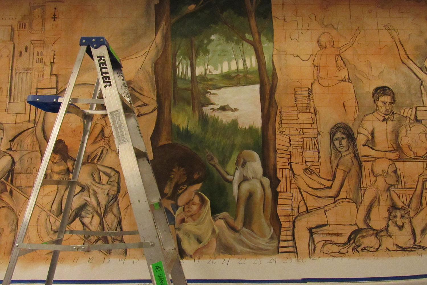 Hedberg Library Domains of Knowledge Mural by Paul Salsieder '18