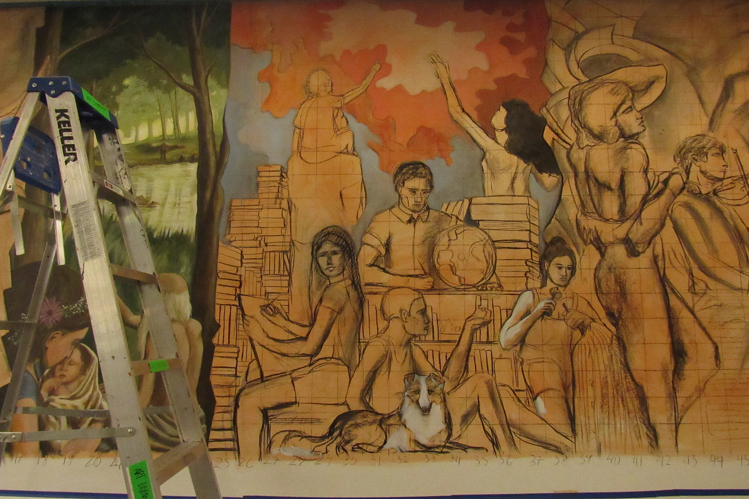 Hedberg Library Domains of Knowledge Mural by Paul Salsieder '18