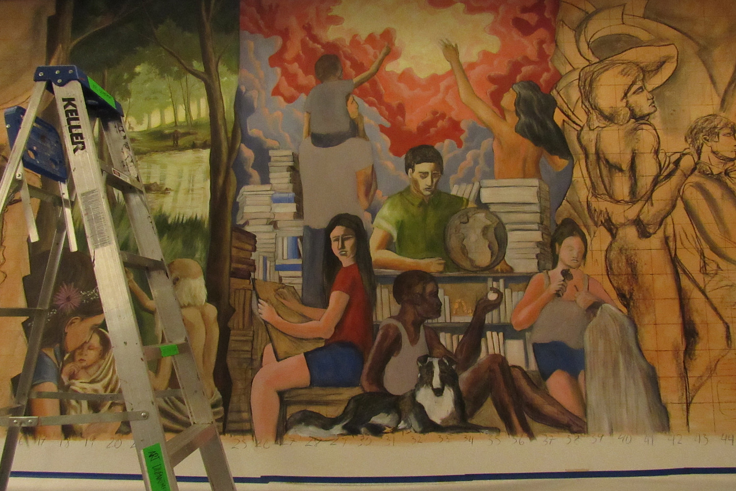 Hedberg Library Domains of Knowledge Mural by Paul Salsieder '18