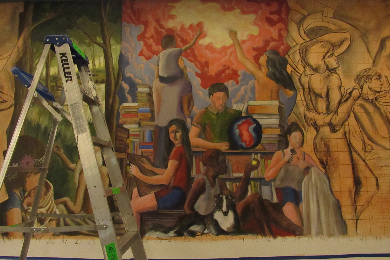 Hedberg Library Domains of Knowledge Mural by Paul Salsieder '18