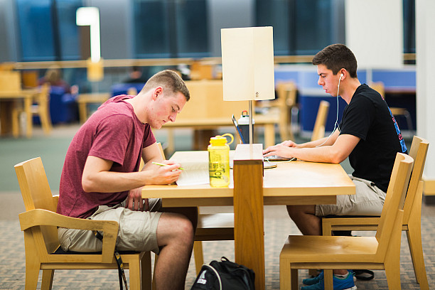 Students study in Hedberg Library.