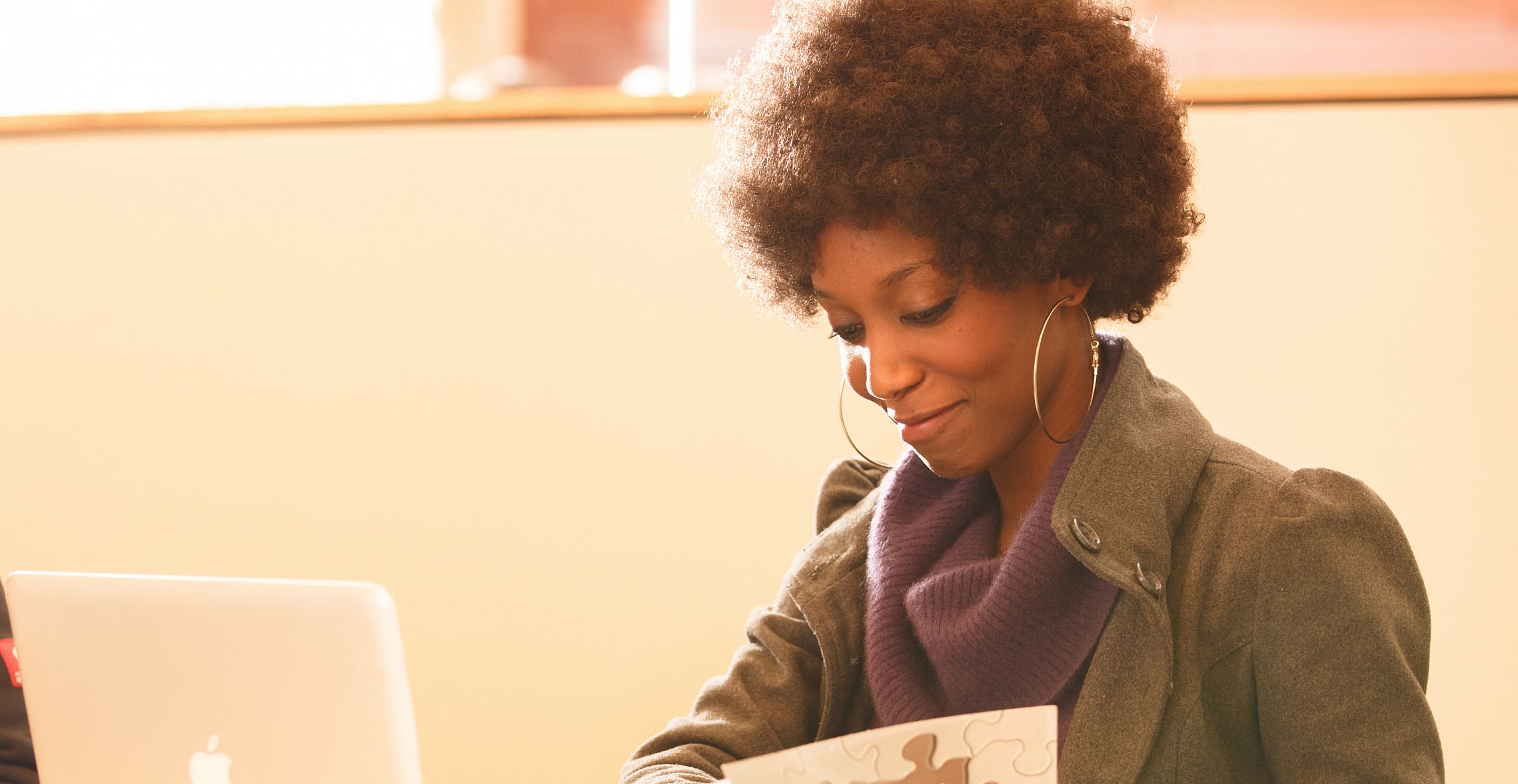 A student works on a task during class.