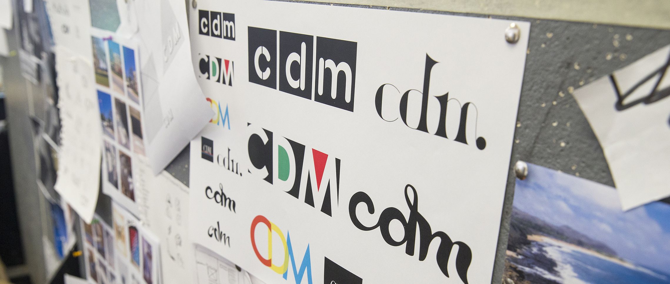 Students pursuing a graphic design major at Carthage College in Wisconsin display their work.