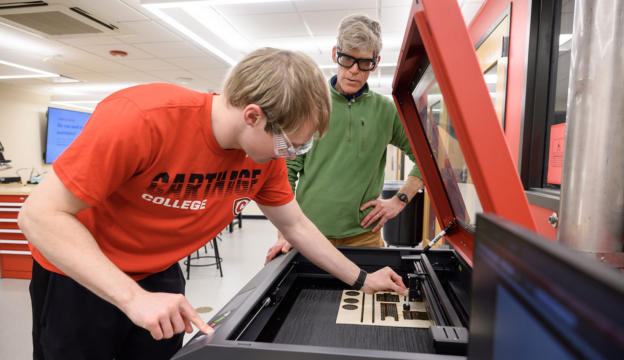 A student working in the Engineering Center.