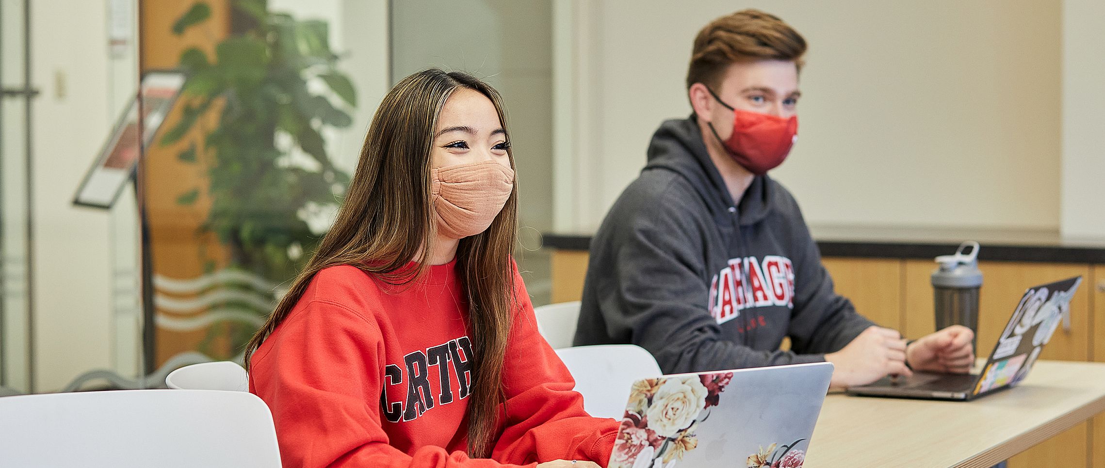 Students sitting in a classroom.