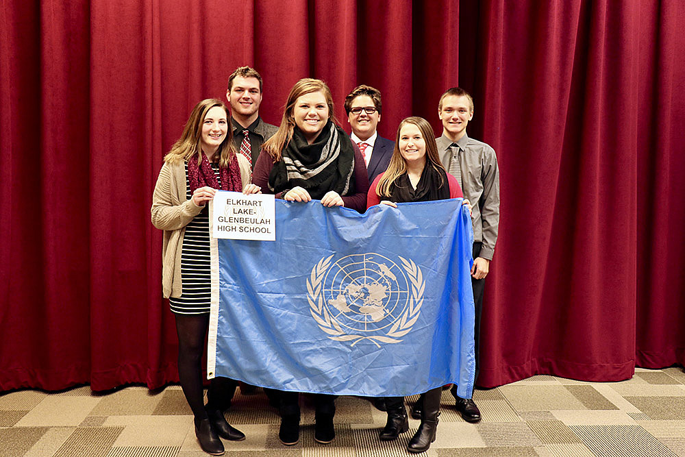 Elkhart Lake Glenbeulah High School at the 2018 Model UN High School Conference at Carthage.
