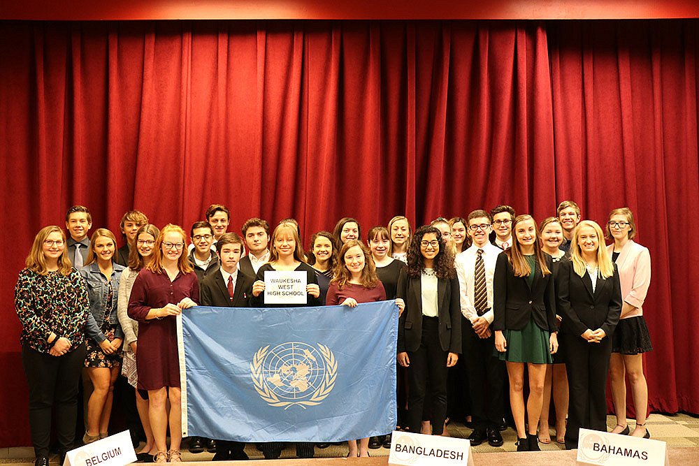 Waukesha West High School at the 2018 Model UN High School Conference at Carthage.