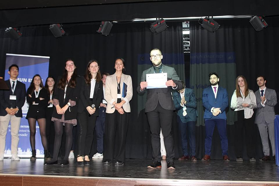 Alex Papiez '24 at the BIMUN Model UN Conference in Spain.