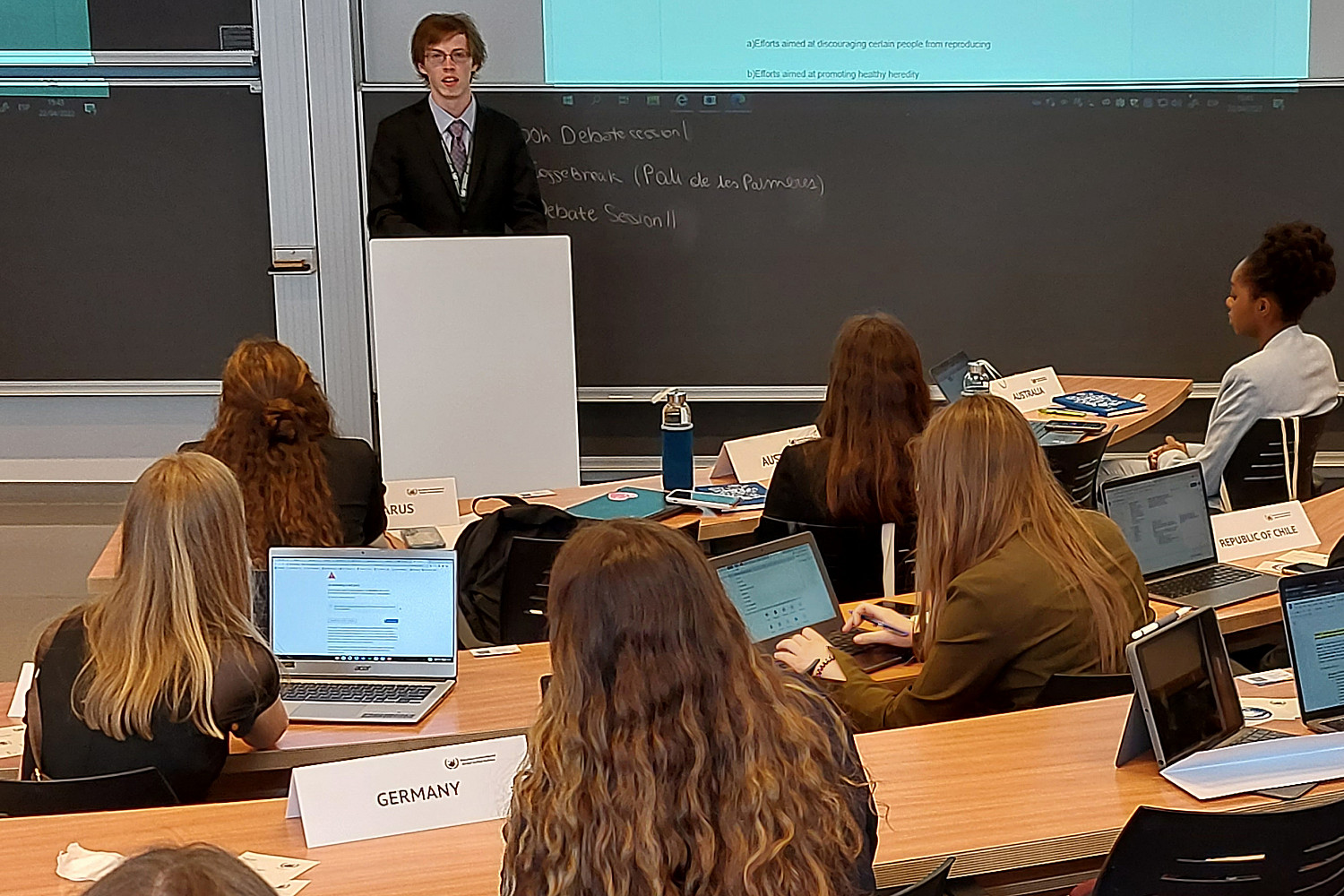 Jonathan Allen '22, representing the country of Ireland at the 2022 BIMUN Conference in Spain.