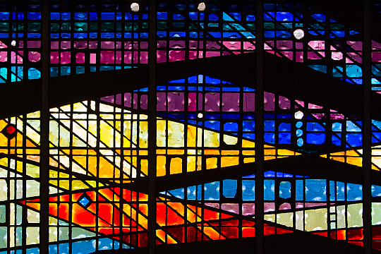 Stained glass inside the A. F. Siebert Chapel.