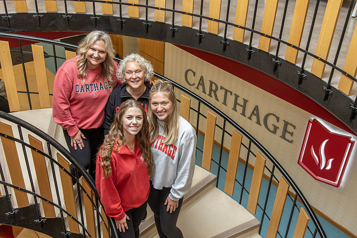 Three generations of students from the same family are attending Carthage College in Kenosha, Wisconsin, in 2023-24. Pictured are graduat...