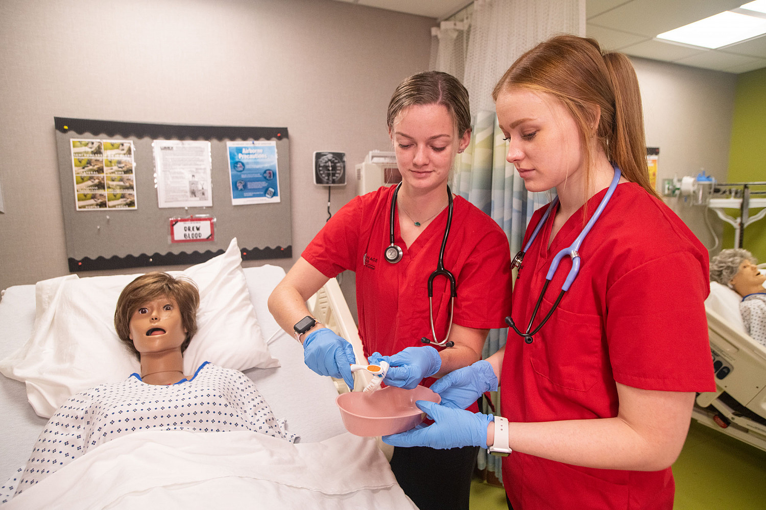 There are four high-fidelity mannequins: an adult male, a child, a pregnant female that can give birth, and an infant.